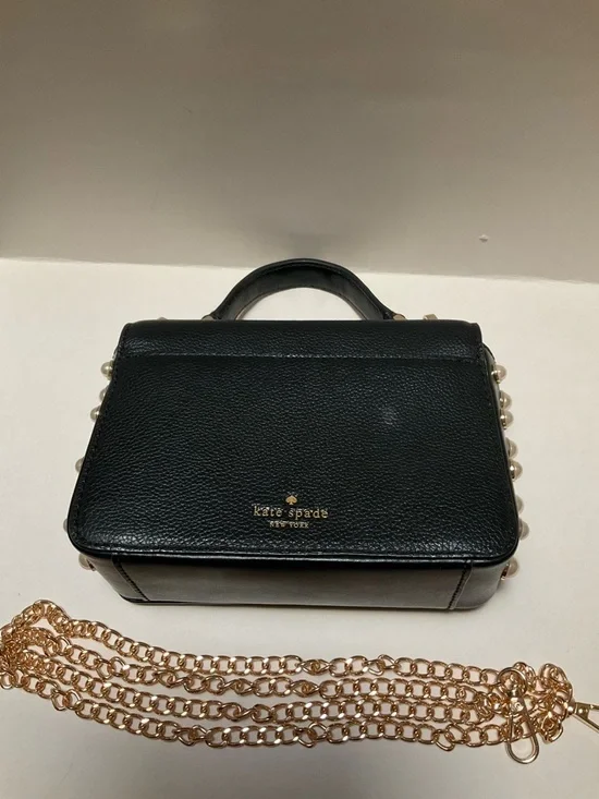 Kate Spade Pearl-Stud Chain Black Crossbody Bag Serrano Place Pearl Maisie MINI - Picture 9 of 14